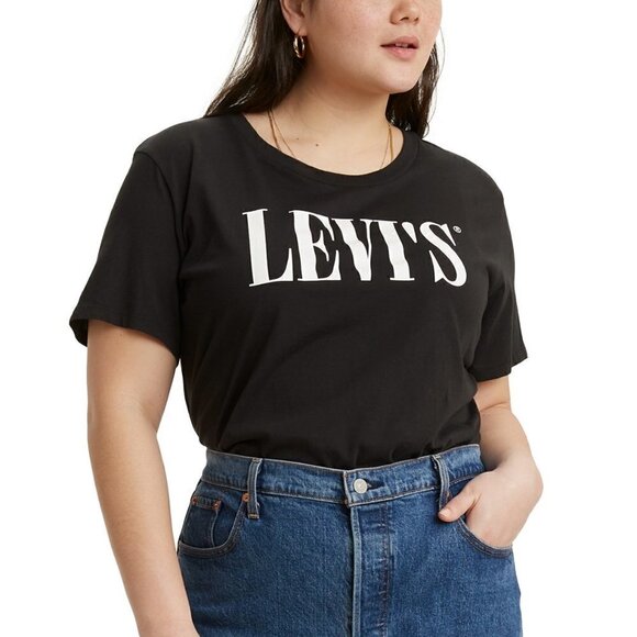Levis Womens Plus Size Black Logo T-Shirt 1X - Picture 1 of 3